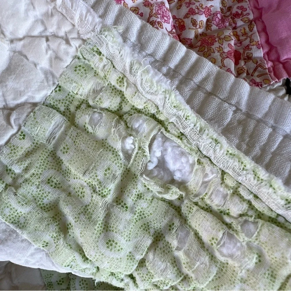 VTG Sunbonnet Sue Southern Belle Hand Sewn Quilt Gauzy Calico 58x76 Cutter